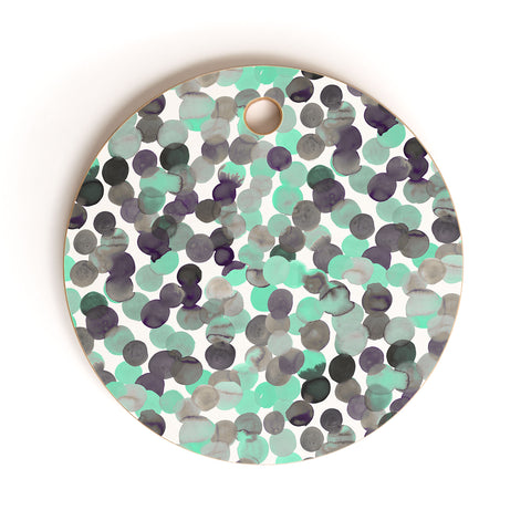 Amy Sia Gracie Spot Aqua Grey Cutting Board Round