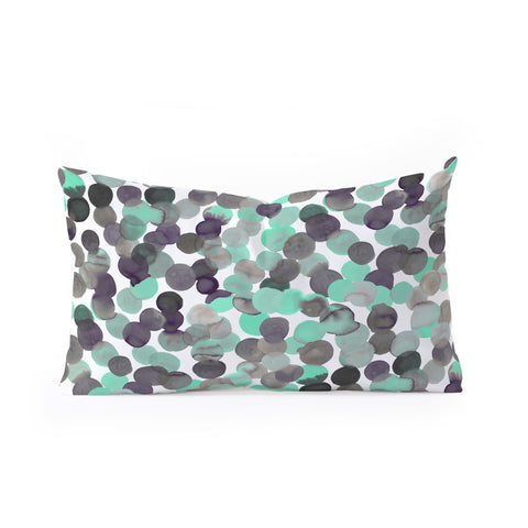 Amy Sia Gracie Spot Aqua Grey Oblong Throw Pillow