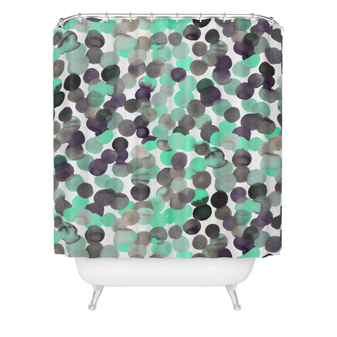 Amy Sia Gracie Spot Aqua Grey Shower Curtain
