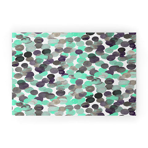 Amy Sia Gracie Spot Aqua Grey Welcome Mat