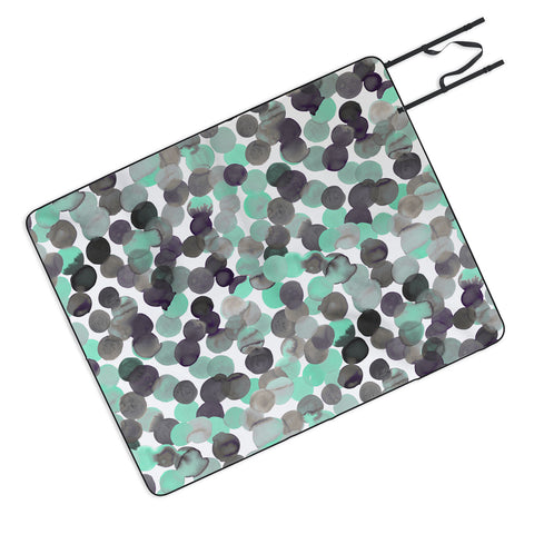 Amy Sia Gracie Spot Aqua Grey Picnic Blanket