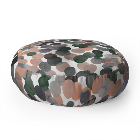 Amy Sia Gracie Spot Peach Grey Floor Pillow Round