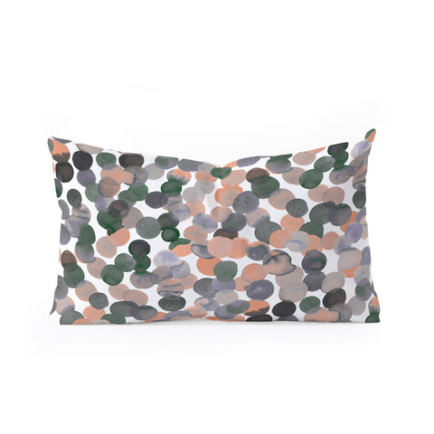 Amy Sia Gracie Spot Peach Grey Oblong Throw Pillow