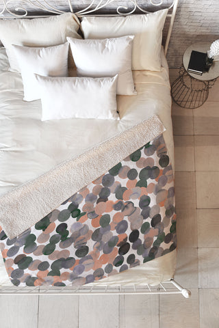 Amy Sia Gracie Spot Peach Grey Fleece Throw Blanket