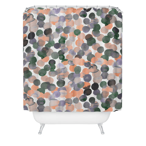Amy Sia Gracie Spot Peach Grey Shower Curtain