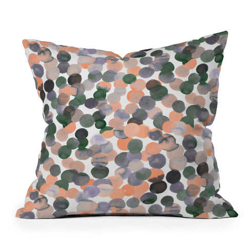 Amy Sia Gracie Spot Peach Grey Throw Pillow