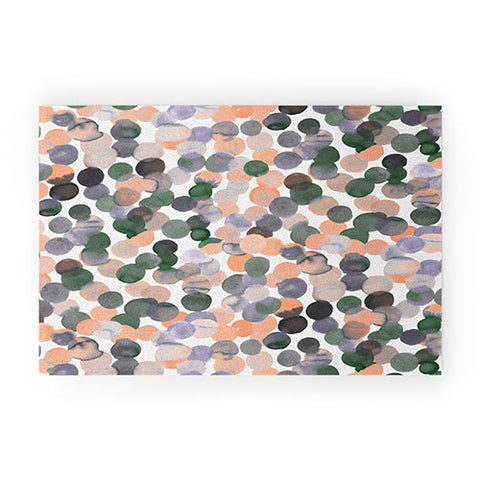 Amy Sia Gracie Spot Peach Grey Welcome Mat