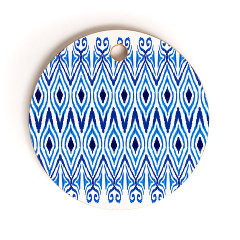 Amy Sia Ikat Blue Cutting Board Round