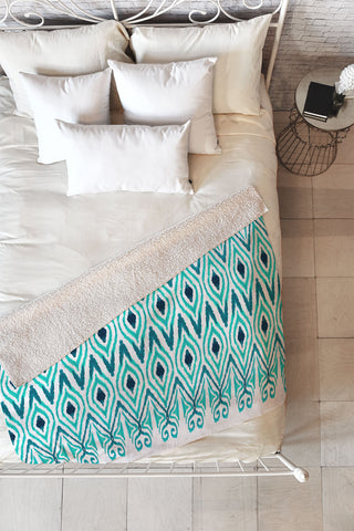 Amy Sia Ikat Jade Fleece Throw Blanket