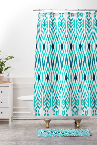 Amy Sia Ikat Jade Shower Curtain And Mat