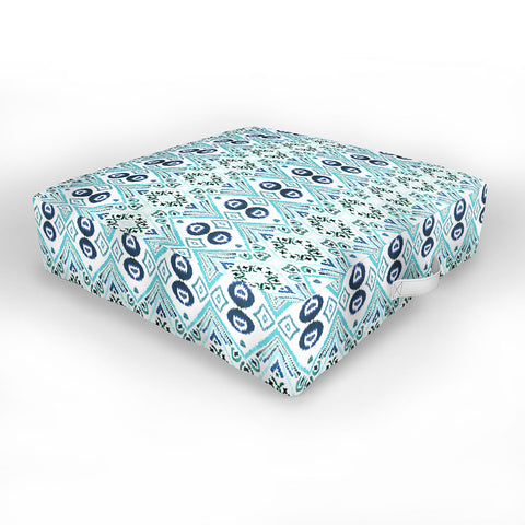 Amy Sia Ikat Java Blue Mini Outdoor Floor Cushion