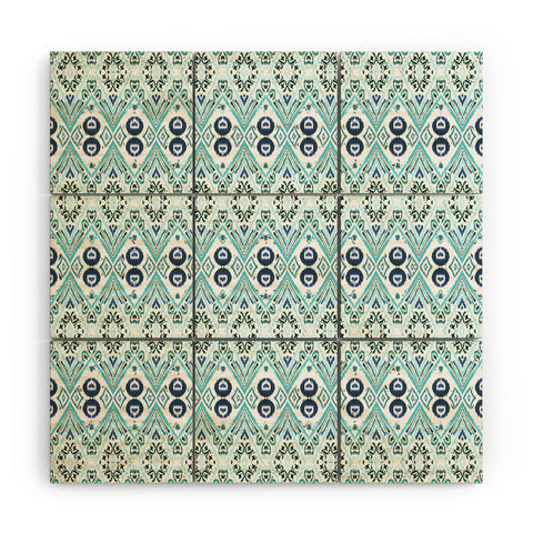 Amy Sia Ikat Java Blue Mini Wood Wall Mural