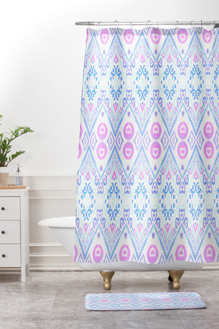 Amy Sia Ikat Java Pink Shower Curtain And Mat
