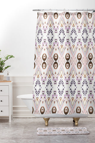 Amy Sia Ikat Java Rose Shower Curtain And Mat