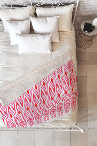 Amy Sia Ikat Watermelon Fleece Throw Blanket