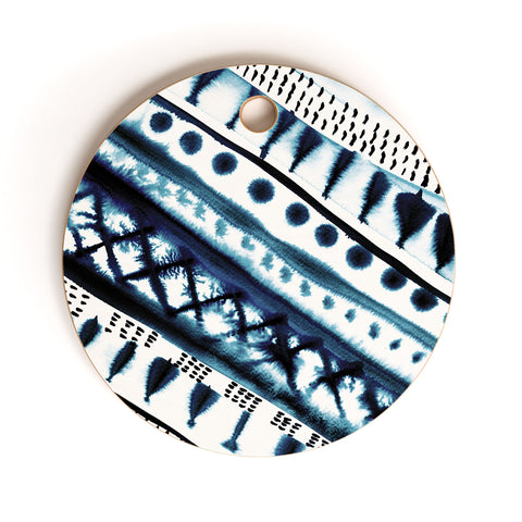 Amy Sia Indigo Stripe Cutting Board Round