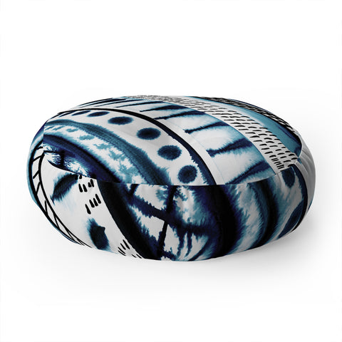 Amy Sia Indigo Stripe Floor Pillow Round