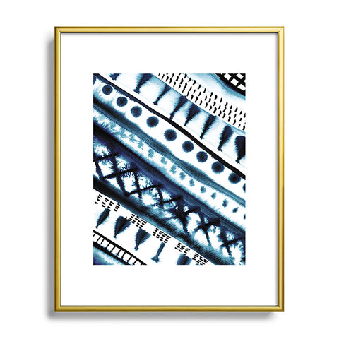 Amy Sia Indigo Stripe Metal Framed Art Print