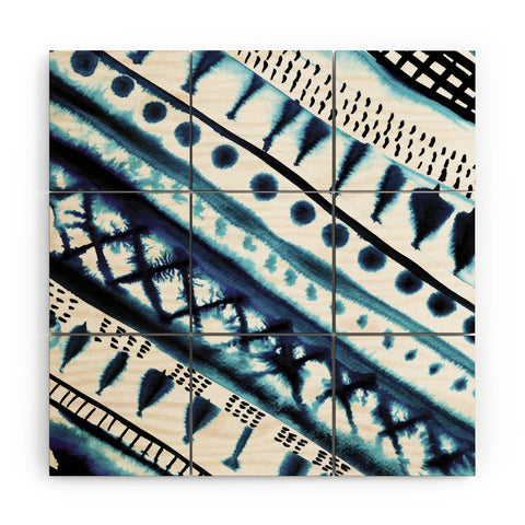 Amy Sia Indigo Stripe Wood Wall Mural