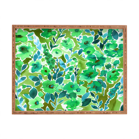 Amy Sia Isla Floral Green Rectangular Tray
