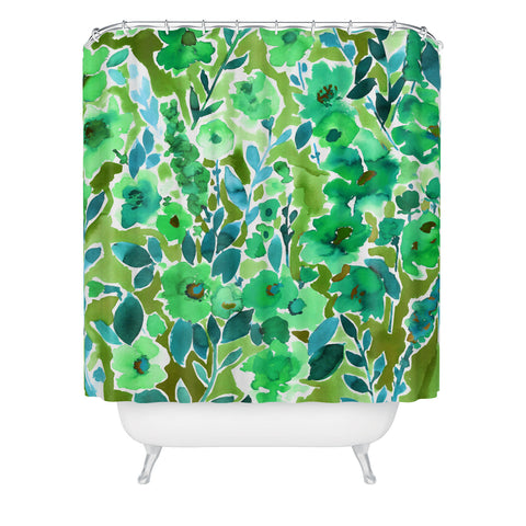 Amy Sia Isla Floral Green Shower Curtain