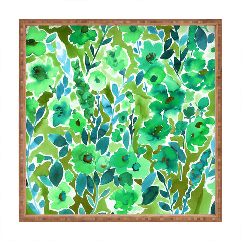 Amy Sia Isla Floral Green Square Tray