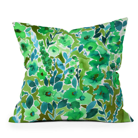 Amy Sia Isla Floral Green Throw Pillow