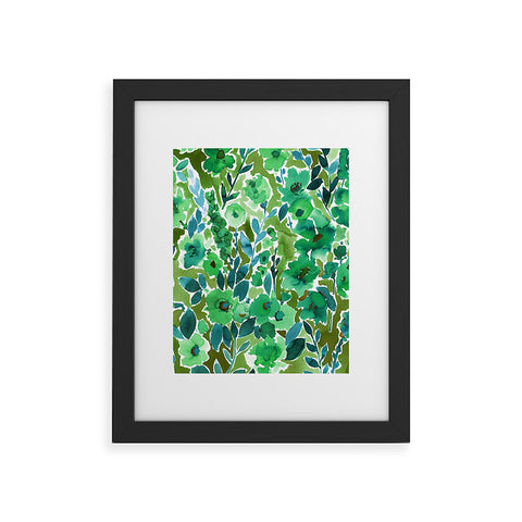 Amy Sia Isla Floral Green Framed Art Print