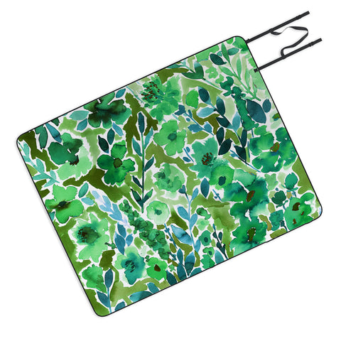 Amy Sia Isla Floral Green Picnic Blanket