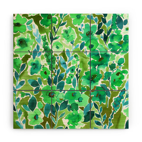 Amy Sia Isla Floral Green Wood Wall Mural