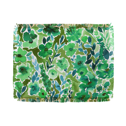 Amy Sia Isla Floral Green Throw Blanket