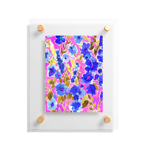 Amy Sia Isla Floral Pink Blue Floating Acrylic Print