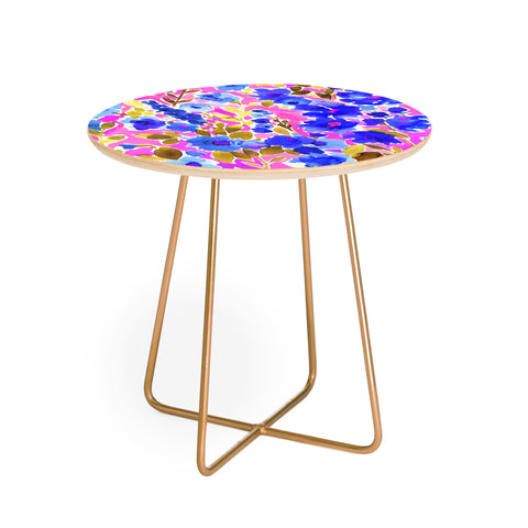Amy Sia Isla Floral Pink Blue Round Side Table