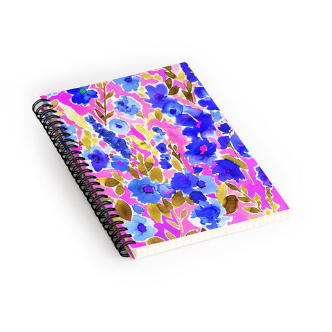 Amy Sia Isla Floral Pink Blue Spiral Notebook