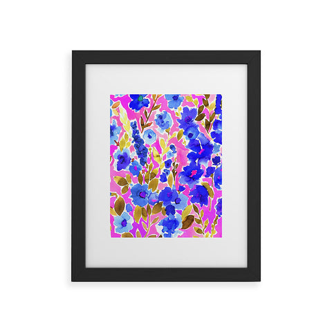 Amy Sia Isla Floral Pink Blue Framed Art Print