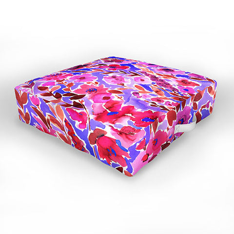 Amy Sia Isla Floral Purple Outdoor Floor Cushion
