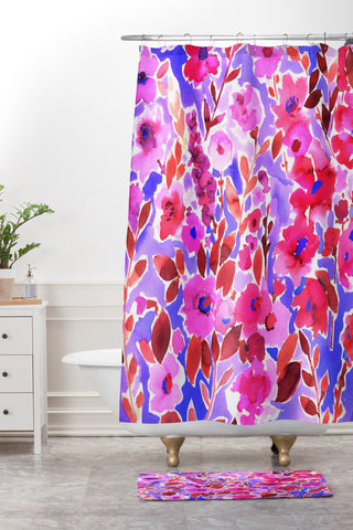 Amy Sia Isla Floral Purple Shower Curtain And Mat