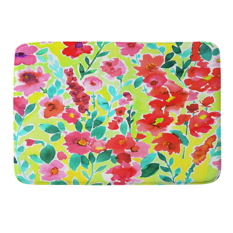 Amy Sia Isla Floral Yellow Memory Foam Bath Mat