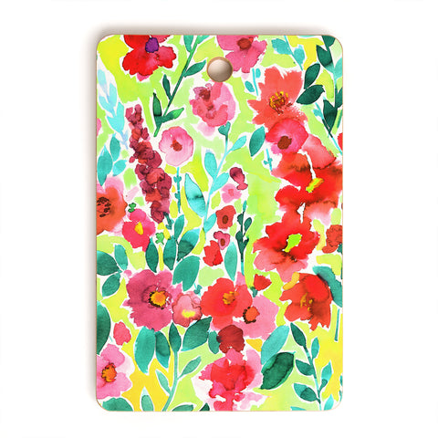Amy Sia Isla Floral Yellow Cutting Board Rectangle