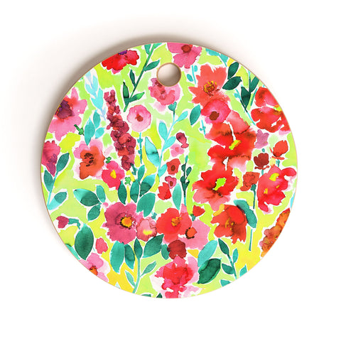 Amy Sia Isla Floral Yellow Cutting Board Round