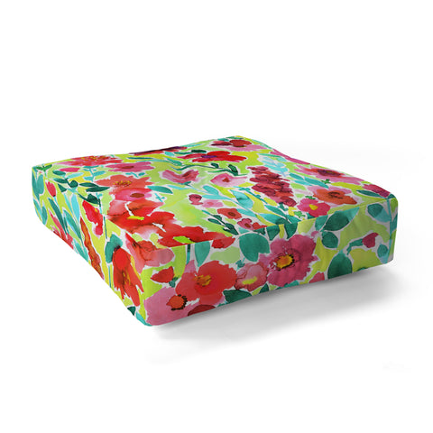 Amy Sia Isla Floral Yellow Floor Pillow Square