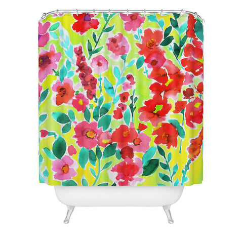 Amy Sia Isla Floral Yellow Shower Curtain