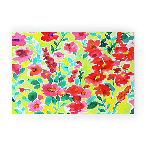 Amy Sia Isla Floral Yellow Welcome Mat