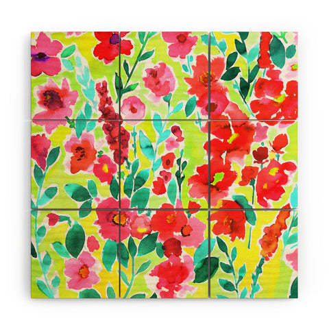 Amy Sia Isla Floral Yellow Wood Wall Mural