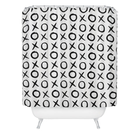 Amy Sia Love XO Black and White Shower Curtain