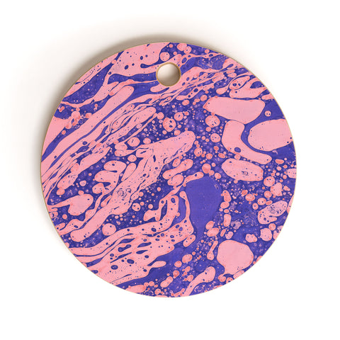 Amy Sia Marble Blue Pink Cutting Board Round