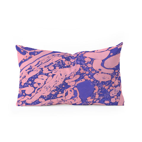 Amy Sia Marble Blue Pink Oblong Throw Pillow