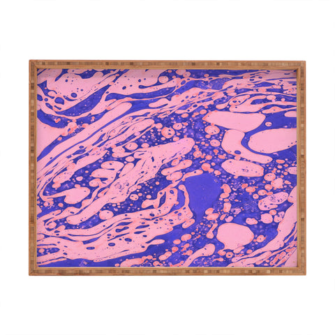 Amy Sia Marble Blue Pink Rectangular Tray