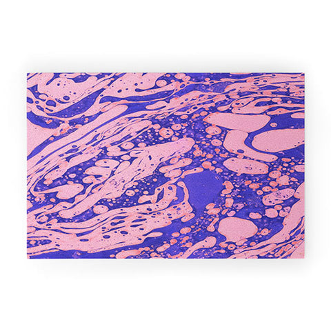 Amy Sia Marble Blue Pink Welcome Mat