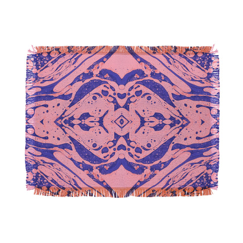 Amy Sia Marble Blue Pink Throw Blanket